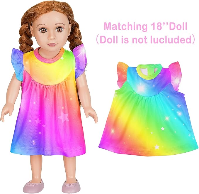 ICOSY Matching Doll & Girls Nightgowns Clothes Girls Pajamas Sleepwear Outfit for Kids and 18" Girl Doll
