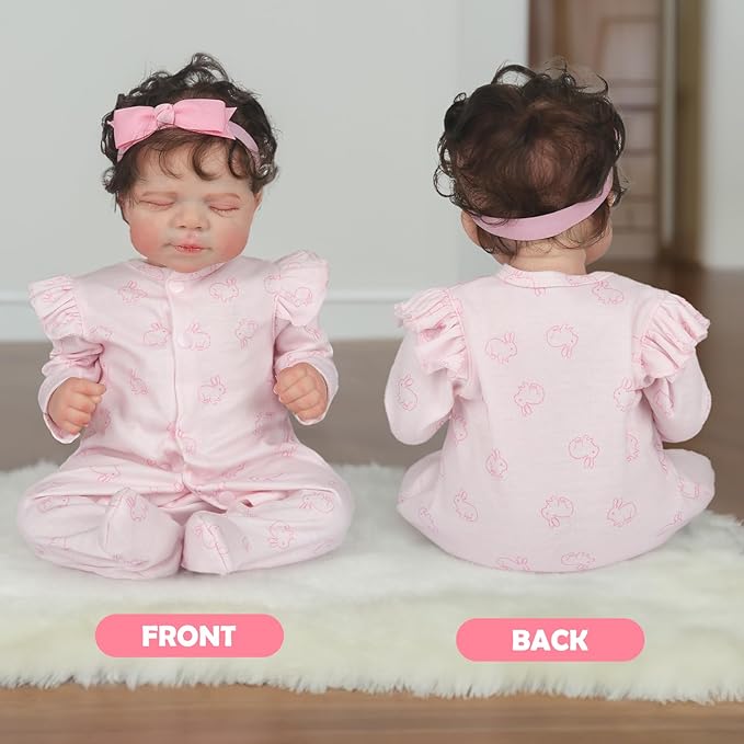 CARANOVO Realistic Reborn Baby Doll Clothes 16-18 inch 2pcs Pink Outfits Clothing Set Accessories Suitable for Reborn Babies and Newborns