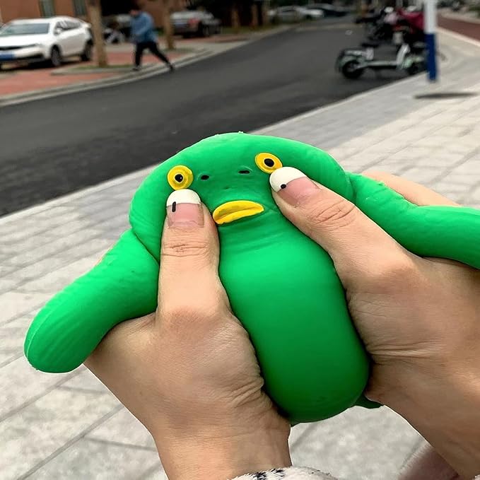 Squishy Sand Toys, Green Head Fish Toys, Stretch Stress Relief Toy, Novelty TikTok Squeeze Toys, Funny Memory Sand Sensory Stress Toy for Anxiety Women Men Kids (Big)