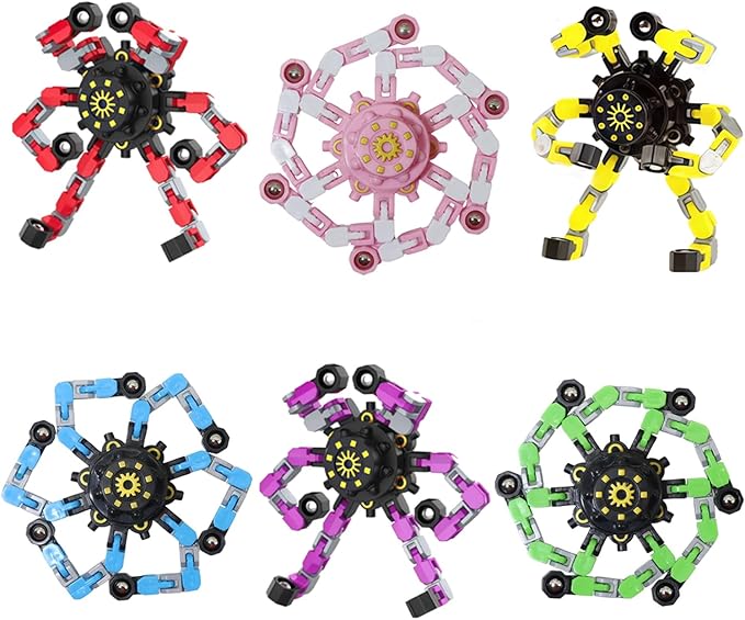 Easter Basket Stuffers, 6 Pcs Transformable Fidget Spinners Toys- Deformable Fingertip Gyro Stress Relief Sensory Toys, Easter Party Favors & Birthday Gifts for Kids Adults Boys Girls