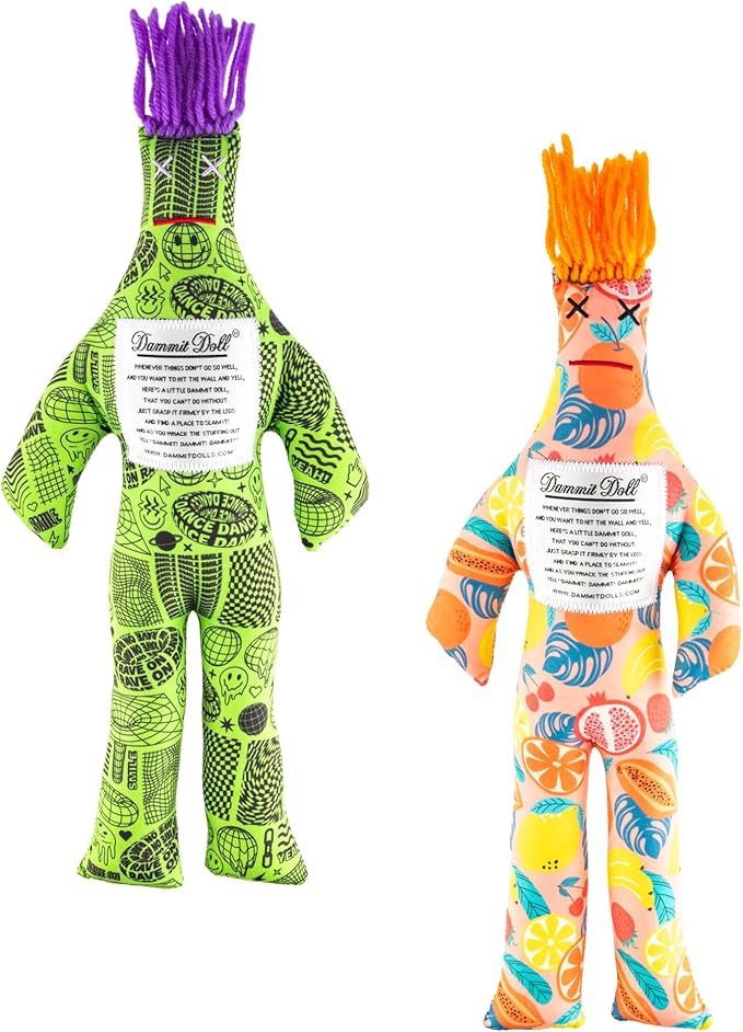 Dammit Doll - Funny Stress Relief Gag Gift, Random Color - for Anger & Frustration Relief - White Elephant or Emotional Support Doll for Adults & Women - 2 Count