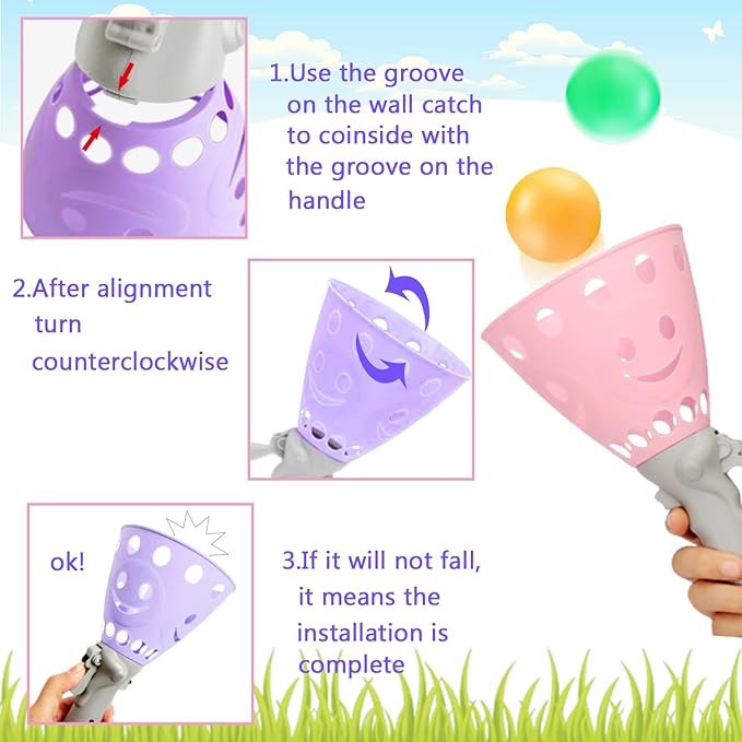 24Pcs Pop-Pass-Catch Ball Game with 8 Catch Launcher Baskets and 16 Balls,Outdoor Indoor Game Activities,Lawn Games Beach Sport Toys for Party Favor,Kids 4 5 6 7 8 9 10+