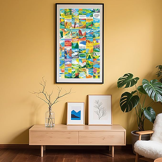 Jigsaw Puzzle 1000 Pieces with Letters on Back National Parks Famous Paintings Global Architecture Puzzle for Adults Kids Teens Ages 8-12 Boys Girls Valentines for Class(National Parks)
