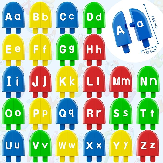 Alphabet Learning Toys 78 Pcs Ice Cream ABC Letter Matching Toy for Toddle Preschool Montessori Toy Smart Color Sorting Educational Toy for Kids 2 3 4 5+ Years Old