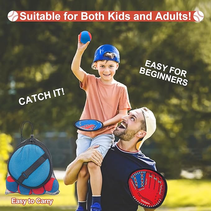 Toss and Catch Ball Game, Kids Toddler Baseball Glove & Catch Ball Toys, Outdoor Games for Family, Toys for Beach Yard Pool Outside, Birthday Easter Gift for Ages 3 4 5 6 7 8-12 Year Old Boys Girls
