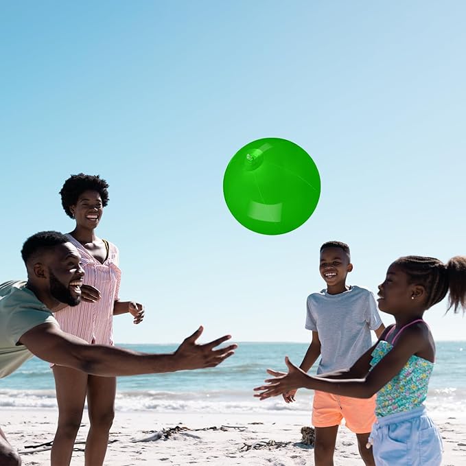 10 Pack Green Beach Ball - 12Inch Blow Up Beach Ball Party Supplies for Kids, Inflatable Floating Balls for Summer Pool Parties, Outdoor Activities & Birthday Decorations(Green)