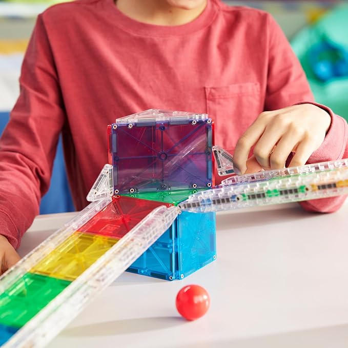 Magna-Tiles Rail Racers 33-Piece Magnetic Construction Set, The Original Magnetic Building Brand
