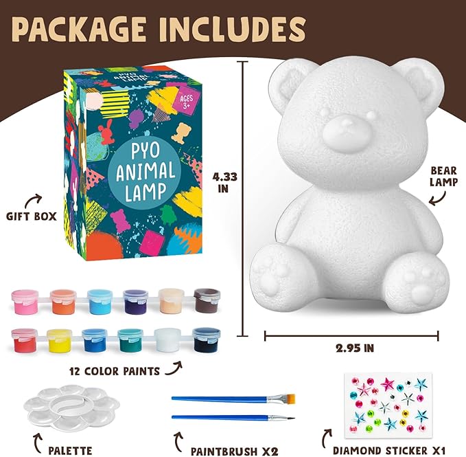 Goody King Paint Your Own Cat Lamp Kit, 2PCS DIY Cat Crafts Night Light, Easter Basket Stuffers, Arts & Crafts for Kids Ages 8-12, Painting Kit for Kids, Easter Birthday Gifts for Kids Ages 4 5 6 7 8+