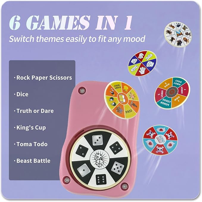 6 Games in 1 Spinner Toys for Party Rock Paper Scissors Kids Fun Christmas Toys White Elephant Gifts Party Game Fidget Toys for Teen Adult(Pink)
