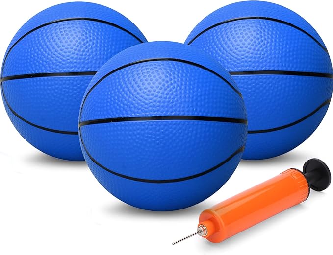 6 Inch Mini Basketballs for Toddlers Kids Teenagers, 3 Pack 6" Basketball Set with Pump Durable PVC Basketballs for Mini Over Door Hoop Pool Beach Balls for Swimming Pool, Indoors, Outdoors