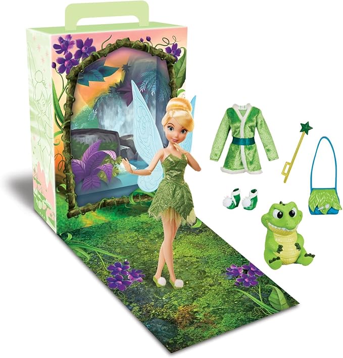 Disney Store Official Tinker Bell Story Doll - 11 Inches - Includes Coloring Book and Additional Dress, Princess Doll in Classic Outfit, Disney Princess Toys for Girls