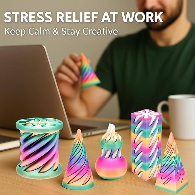 Easter Gifts for Kids 6 Packs Impossible Cone,Spiral Cone Fidget Toy Impossible Pyramid Passthrough Toy,3D Printed Spiral Cone Fidget Toy,Mini Vortex Thread Illusion Desktop Deco Souvenir Gift