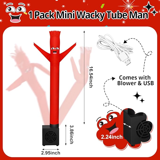 Poen Easter Gifts for Kids Mini Wacky Waving Inflatable Tube Guy with Blower Gag Toy Gift Inflatable Tube Man Birthday Desktop Decor Dancing Blow up Man for Office Party Decor(Funny)