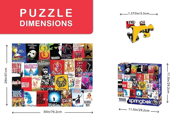 Springbok - It's Showtime - 1000 Piece Jigsaw Puzzle Collage of Broadway playlists