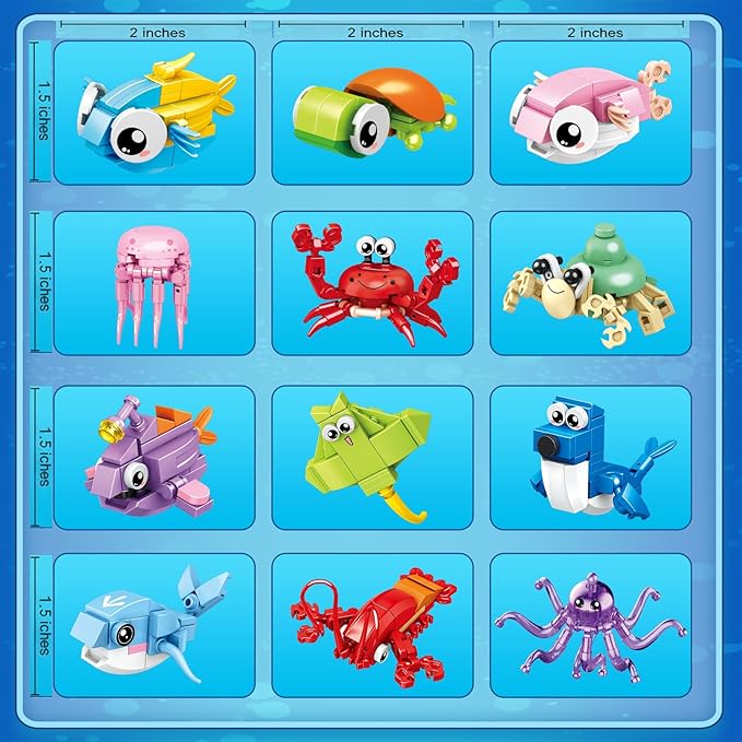 Party Favors for Kids - 24 Pack Animals Building Blocks for Goodie Bags Stocking Stuffers Classroom Prizes Birthday Gifts Toy Building Sets for Kids 6-12yrs