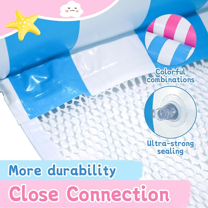 Pool Floats Kids, Meegoo Pool Lounge Chairs 3 Tubes Floaties Water Hammock Inflatable Pool Toys for Kids Ages 8-12 for Summer Party Beach Vacation Essentials