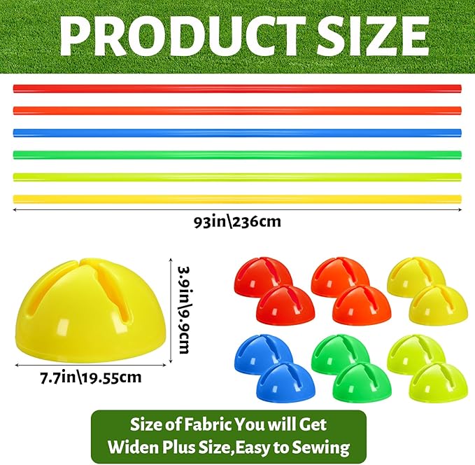 Hiboom 6 Set Multi-Dome Arch Gates Set Include 6 Obstacle Course Arch Gates with 12 Domes Base Rainbow Color Sport PE Equipment for Adult Obstacle Course Outdoor Backyard Lawn Sports Games