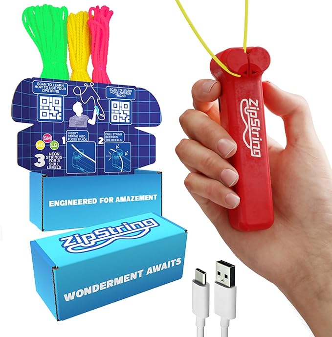 ZipString Original - As Seen on Shark Tank - Classic Rope Launcher Toy, Perfect for Kids & Adults - Fly a String Loop in The Air for Endless Tricks & Fun, Wonderment Awaits, Rock'it Red