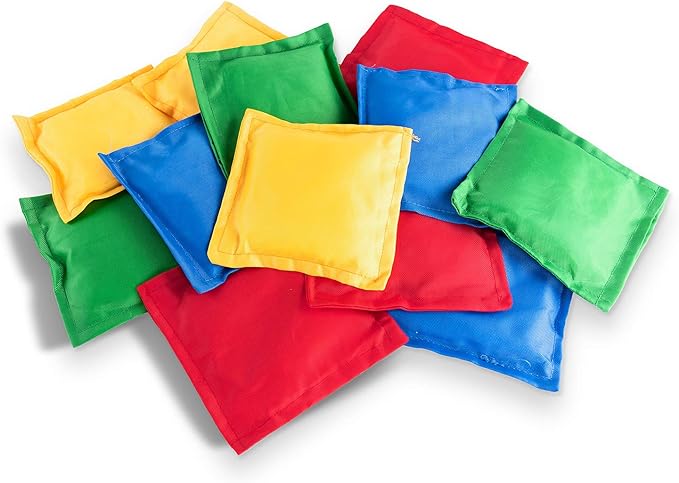 Super Z Outlet Nylon Cornhole Bean Bags Toy Set Sack Hand Toss Games Weights for Kids (5" x 5" Assorted Colors)