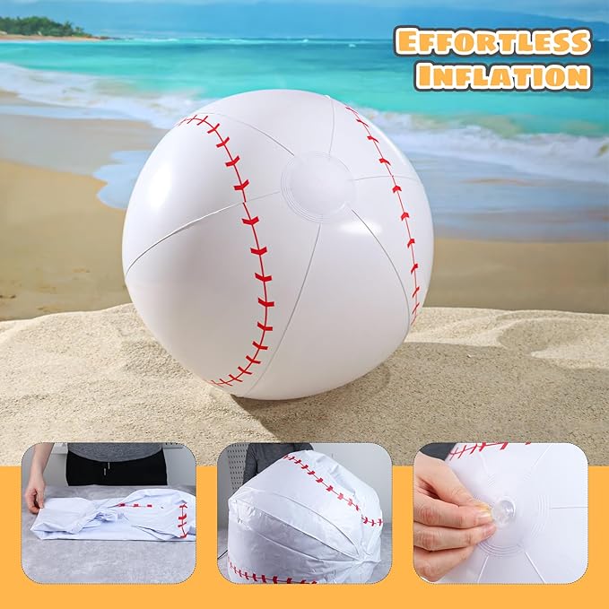Shindel Inflatable Baseball 27-inch, Giant Inflatable Ball for Baseball Themed Party Decorations & Birthday Decor, Pool Beach Ball Toys for Kids