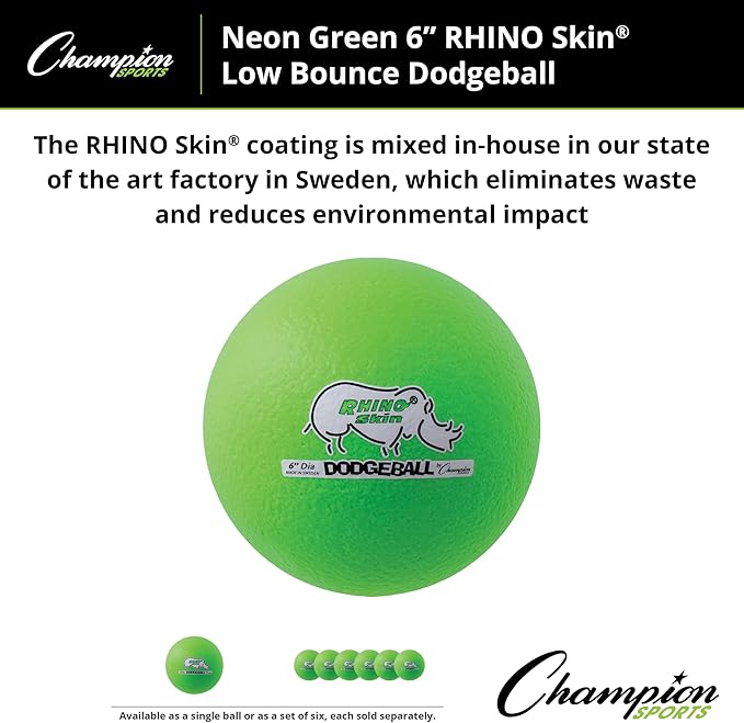 Champion Sports® Rhino Skin® Low Bounce Dodgeball Sets & Singles for Playground, PE, Backyard & League Games – Team Sports Equipment for Youth & Adults