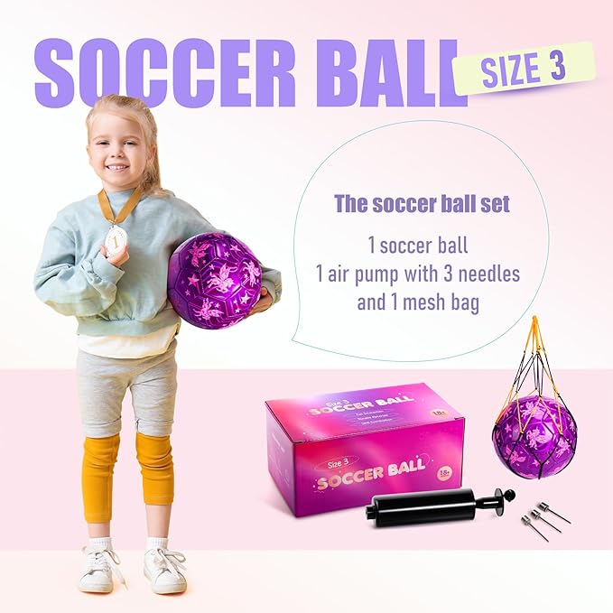 INPODAK Soccer Ball for Toddler Kids 1-3 2-8, Size 2 Size 3 Soccer Ball, Cartoon Dinosaur Unicorn Balls with Pump, Mesh Bag and Gift Box Great Gift for Birthdays