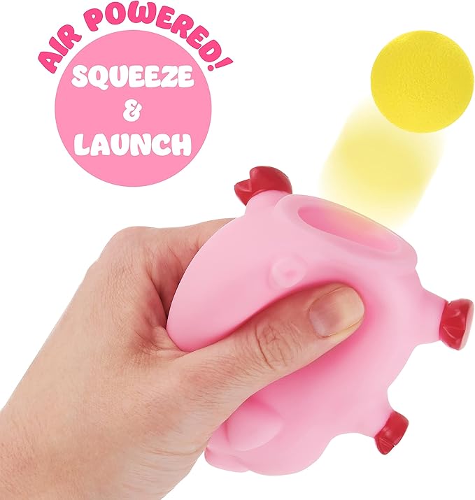 1pc Foam Ball Popper Toy - Squeeze & Launch Pig Toy w/ Foam Balls Included – Animal Ball Shooting Squishy Toy, Toddler Toys