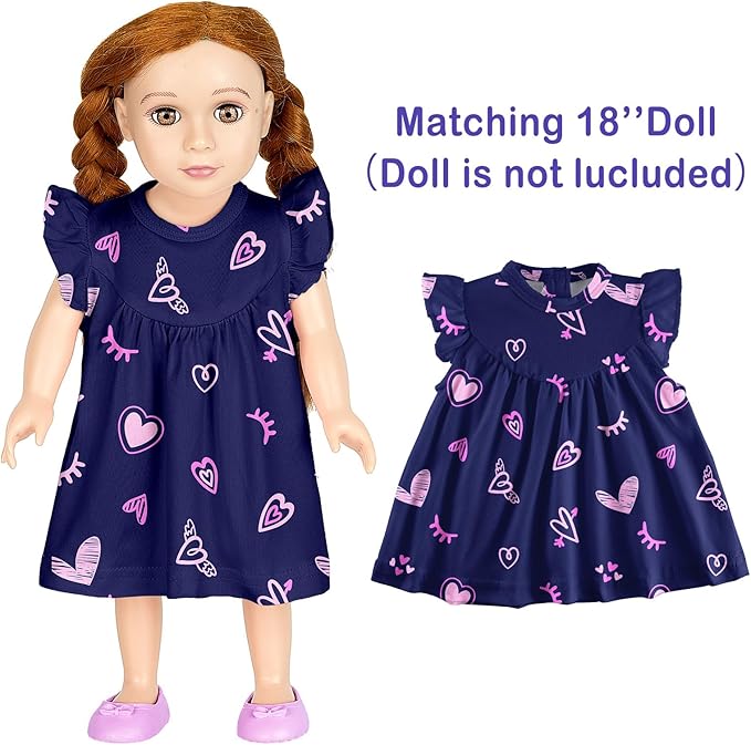 ICOSY Matching Doll & Girls Nightgowns Clothes Girls Pajamas Sleepwear Outfit for Kids and 18" Girl Doll