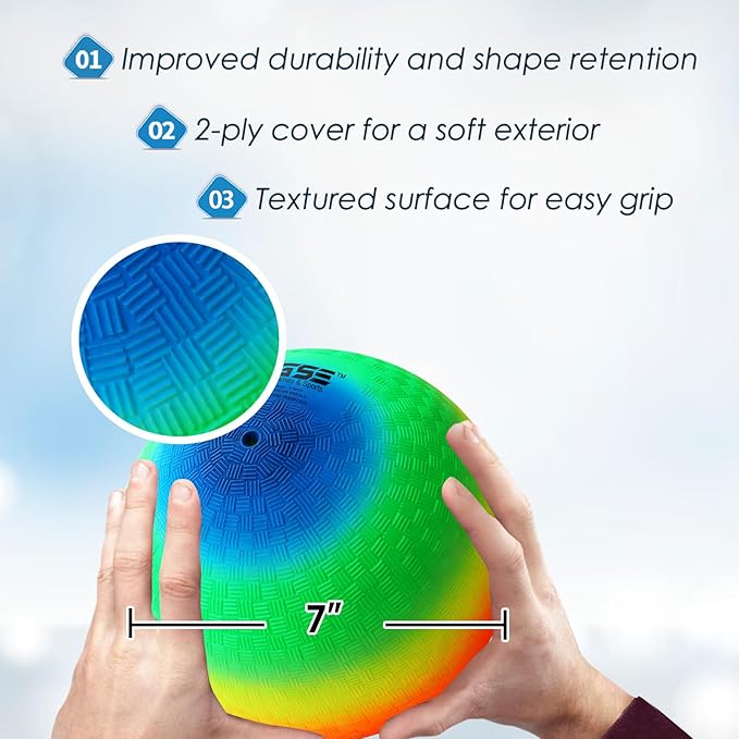 GSE Games & Sports Expert 5"/7"/8.5"/10" Inflatable Playground Ball, Kickball, Bouncy Dodge Ball, Handball for Kid/Adult, Perfect for Recess Ball Games, Gym, Yoga Exercises, Schools Sports Activities