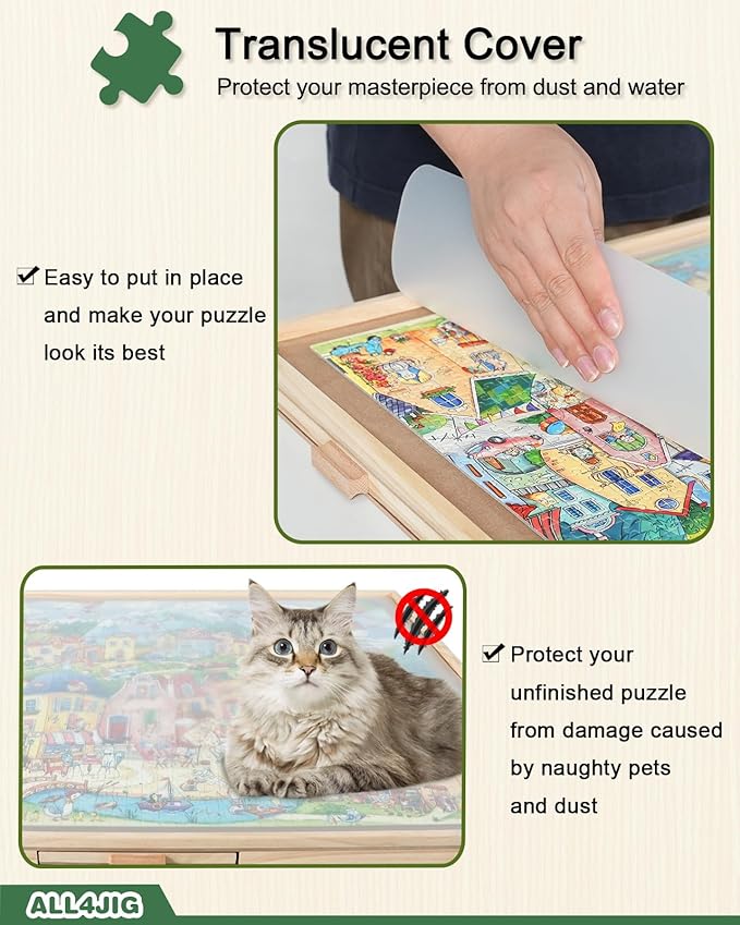 ALL4JIG 1000 Pieces Rotating Puzzle Board with 6 Drawers and Cover,22"x30"Portable Wooden Jigsaw Puzzle Table for Adults,Lazy Susan Spinning Puzzle Boards Birthday Gift for mom