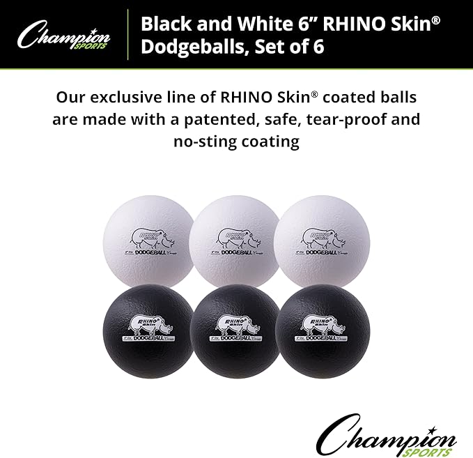 Champion Sports® Rhino Skin® Low Bounce Dodgeball Sets & Singles for Playground, PE, Backyard & League Games – Team Sports Equipment for Youth & Adults