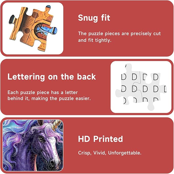 Majestic Purple Winged Unicorn 1000 Piece Jigsaw Puzzle for Adults - Fantasy Pegasus with Golden Horn & Storm Sky, Poster & Lettered Back, 22.8" Square HD Quality, Gift for Unicorn Lovers
