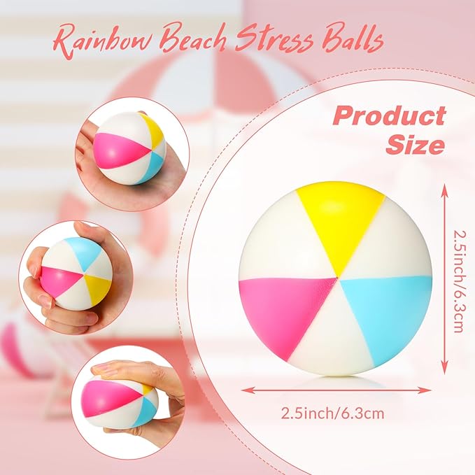 Jerify 48pcs Mini Beach Stress Balls 2.5 Inch PU Foam Relief Stress Squeeze Ball Beach Party Favors Small Summer Pool Relief Toys for Kids Birthday Hawaiian Luau Party Pool Water Games(Vivid Color)