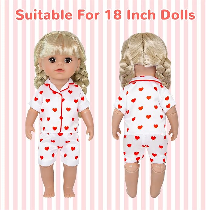 5 Set American 18" Doll Clothes, Silk Baby Girl Dolls Clothes for 12-18 inch Dolls, Cartoon Animal Outfits with Short Tops and Pants Baby Doll Accessories Girls Birthday Gift