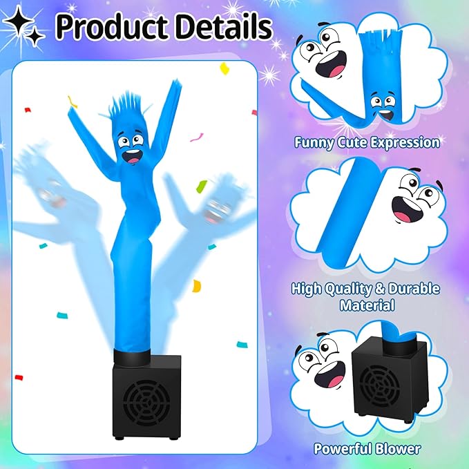 Poen Easter Gifts for Kids Mini Wacky Waving Inflatable Tube Guy with Blower Gag Toy Gift Inflatable Tube Man Birthday Desktop Decor Dancing Blow up Man for Office Party Decor(Laugh)