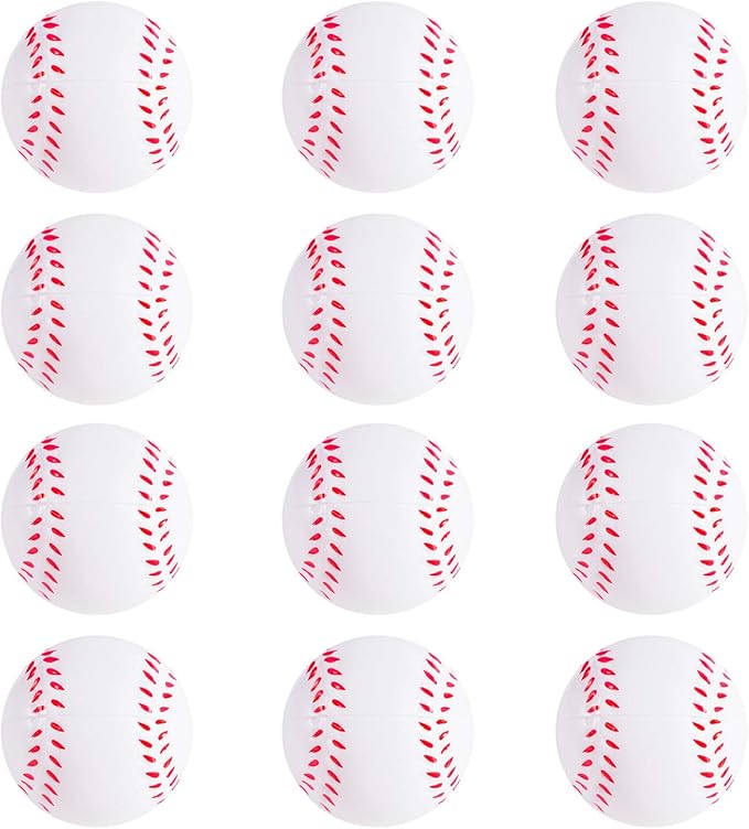 Super Z Outlet Mini Foam Sports Balls for Kids Adults Mini Baseball Football Basketball Soccer Stress Bulk Toy Game Party Decoration Relaxable (Baseball) - Pack of 12