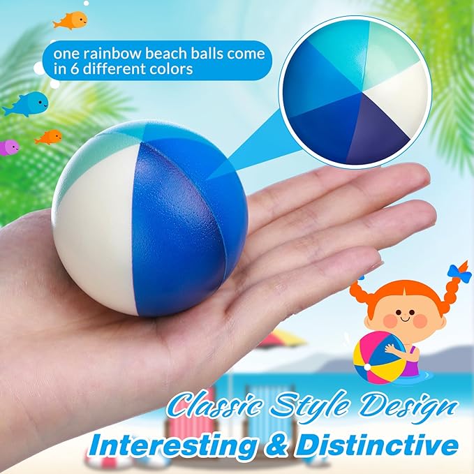 Jerify 24 Pcs Mini Beach Stress Balls 2.5 Inch Foam PU Relief Stress Ball Mini Rainbow Blow up Beach Balls Toys for Girls Boys Birthday Beach Hawaiian Party Favors Summer Pool Games (Elegant Color)
