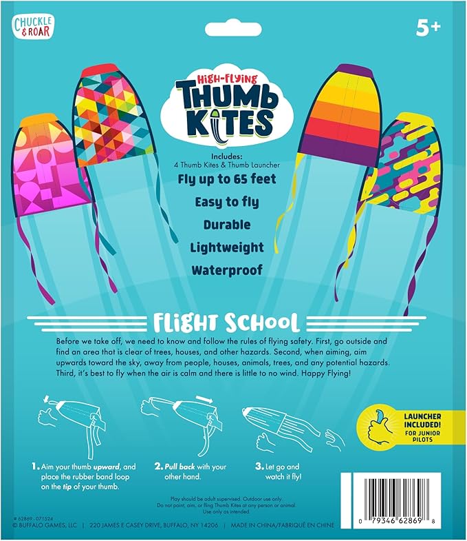 Chuckle & Roar - Thumb Kites - Fun and Energetic Kite Launching - Launch Kites Using Your Thumb - Durable Rubber Toy Launcher - Trendy Design - Ages 5 and up