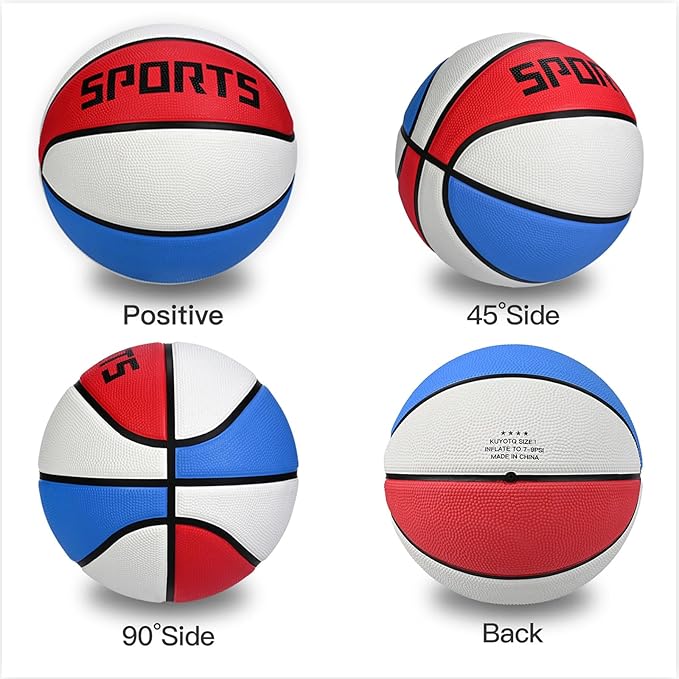 KUYOTQ Kids Youth Adult Size 3/4/5/6/7 (22/25.5/27.5/28.5/29.5") Basketball Premium Rubber or Faux Leather Basketball Indoor Outdoor Basketball for Boys Girls Womens Mens Basketball Gifts (Deflated)