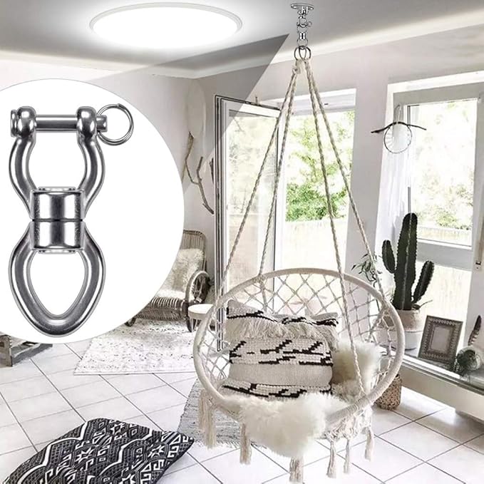 SELEWARE Silent Bearing Swing Swivel, 360° Rotational Device Hanging Accessory with Removeable Buckle for Tree Swing, Hammock Chair, Climbing Rope, Yoga, Kids Swing Swivel 1200LB Capacity, 2 Pack