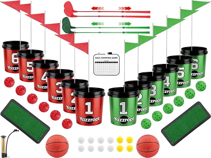 Giant 3-in-1 Outdoor Backyard Party Game Set – Bucket Golf, Yard Pong Basketball & Toss Games – Large Outdoor/Indoor Lawn Games for Adults & Families, Beach & Camping