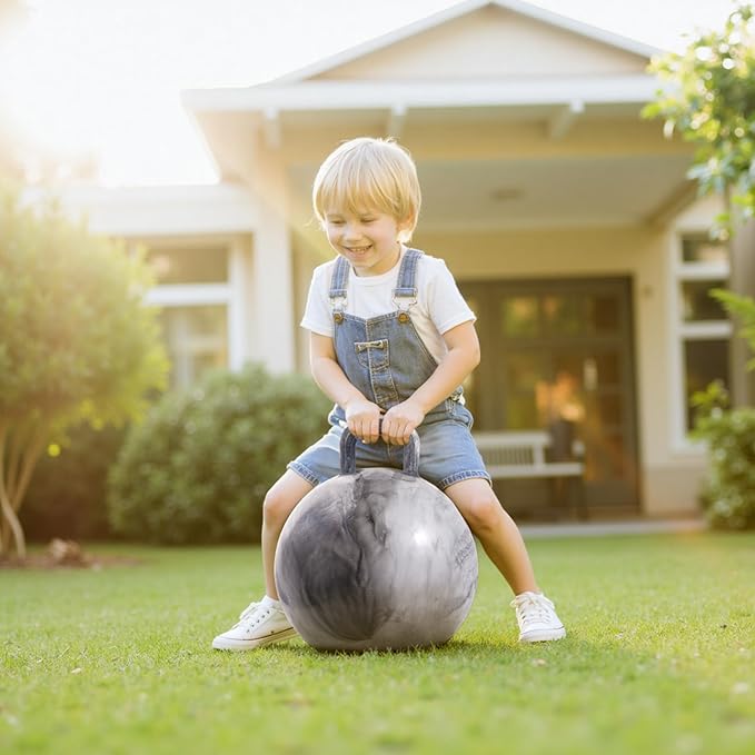 EVERICH TOY Hopper Ball for Kids, 18In Ride On Bouncy Ball with Handle, Grey Clouds Boys Girls Toys for Indoor Outdoor Active Play Toys, Best Christmas Boys Girls Gifts for 4 5 6 7 8 Yr Old
