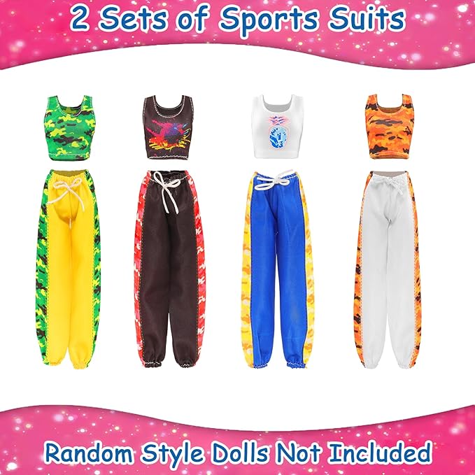 16 Pcs Doll Clothes and Accessories Including Multiple Styles Sports Suit Tops Pants Sun Hat Pocket Scooter Sunglasses Headset with 5 Shoes for 11.5 inch Girl Dolls