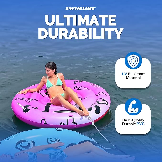 SWIMLINE Original 90510 Sprout Society Heart Island Pool Float for Adults Kids 63 Inch Inflatable Floating Lounger Mat for Pool Lake Ocean | Mental Health Org Collaboration Float for A Good Cause