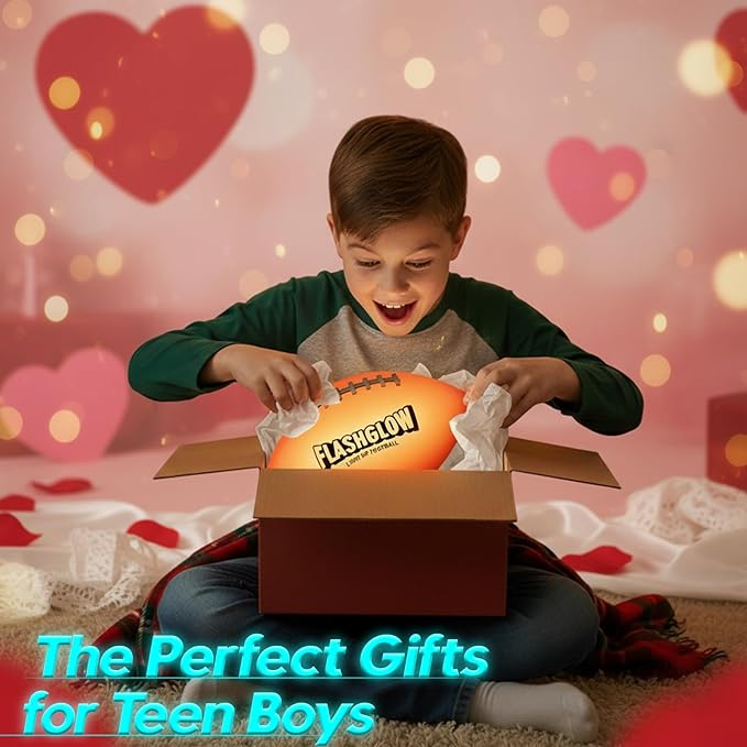 Light Up Football for Boys: Glow in The Dark - Toys for Kids Teen Boys Ages 8-15 - Birthday Christmas Easter Gift Ideas - Outdoor Sports Activity Night Play - 8 9 10 11 12 13 14 15 Years Old Teenager
