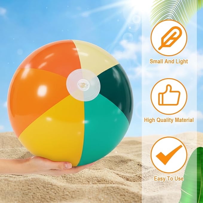 12 Pcs Orange Green Inflatable Beach Balls Bulk for Kid Pastel Jumbo Big Beach Balls Baby Shower Birthday Summer Swimming Party Decorations Favor Water Games(16 Inch)