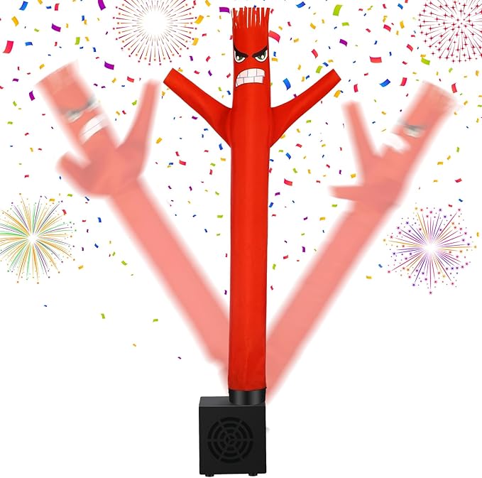 Poen Easter Gifts for Kids Mini Wacky Waving Inflatable Tube Guy with Blower Gag Toy Gift Inflatable Tube Man Birthday Desktop Decor Dancing Blow up Man for Office Party Decor(Anger)