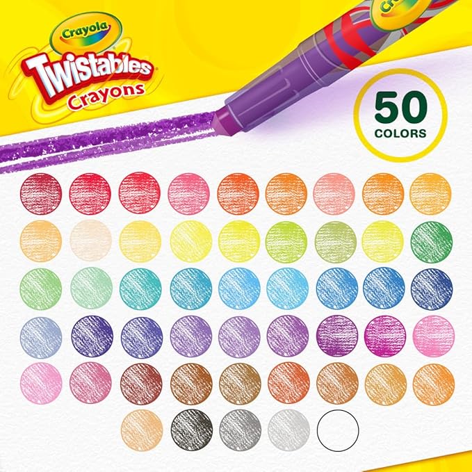 Crayola Mini Twistables Crayons for Kids (50ct), Essential Easter Basket Stuffers, No Peel Crayons for Coloring Books, Gift for Toddlers & Kids, Arts & Crafts Supplies, 3+