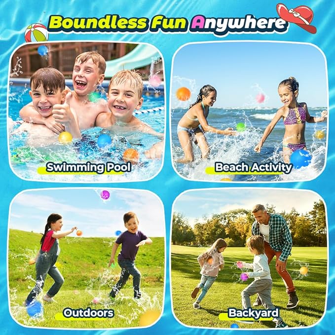24Pcs Reusable Water Balloons, Summer Water Toys, Magnetic Water Ball for Outdoor Games, Pool Toy, Beach Toys for Kids