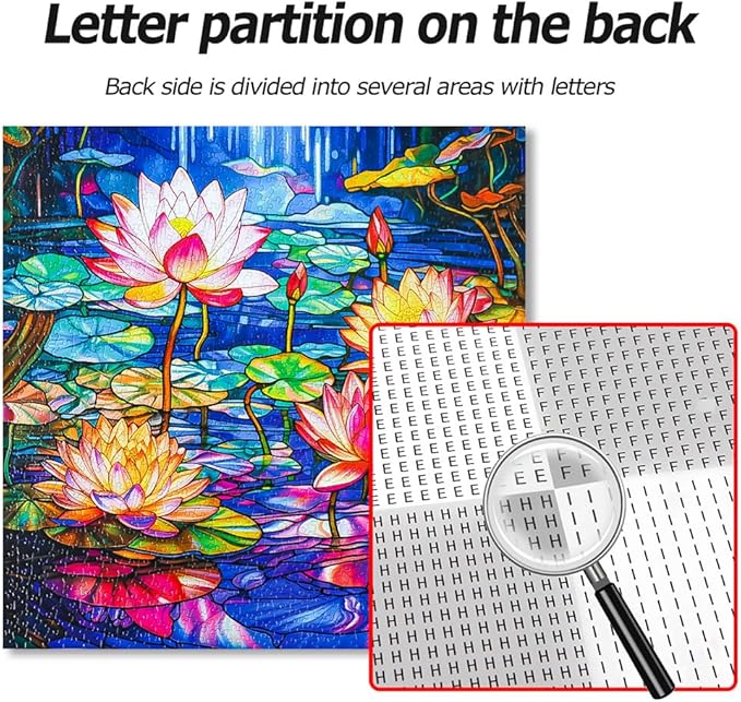 Bgraamiens Stained Glass Waterlily Jigsaw Puzzle - 1000-Piece Floral Art for Adults, Color Challenge with Botanical Mosaic Design, Home Decor & Gift Idea